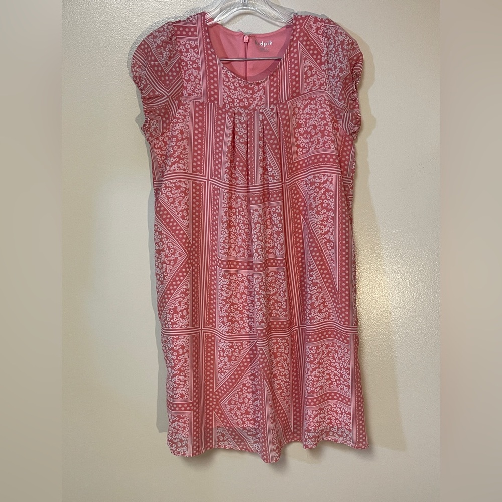Kidpik Girl’s Dress Size 16 XXL Coral & White Short Sleeve EUC!